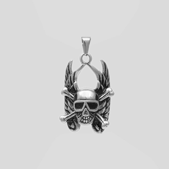 Cross Bone Skull Pendant (Silver)