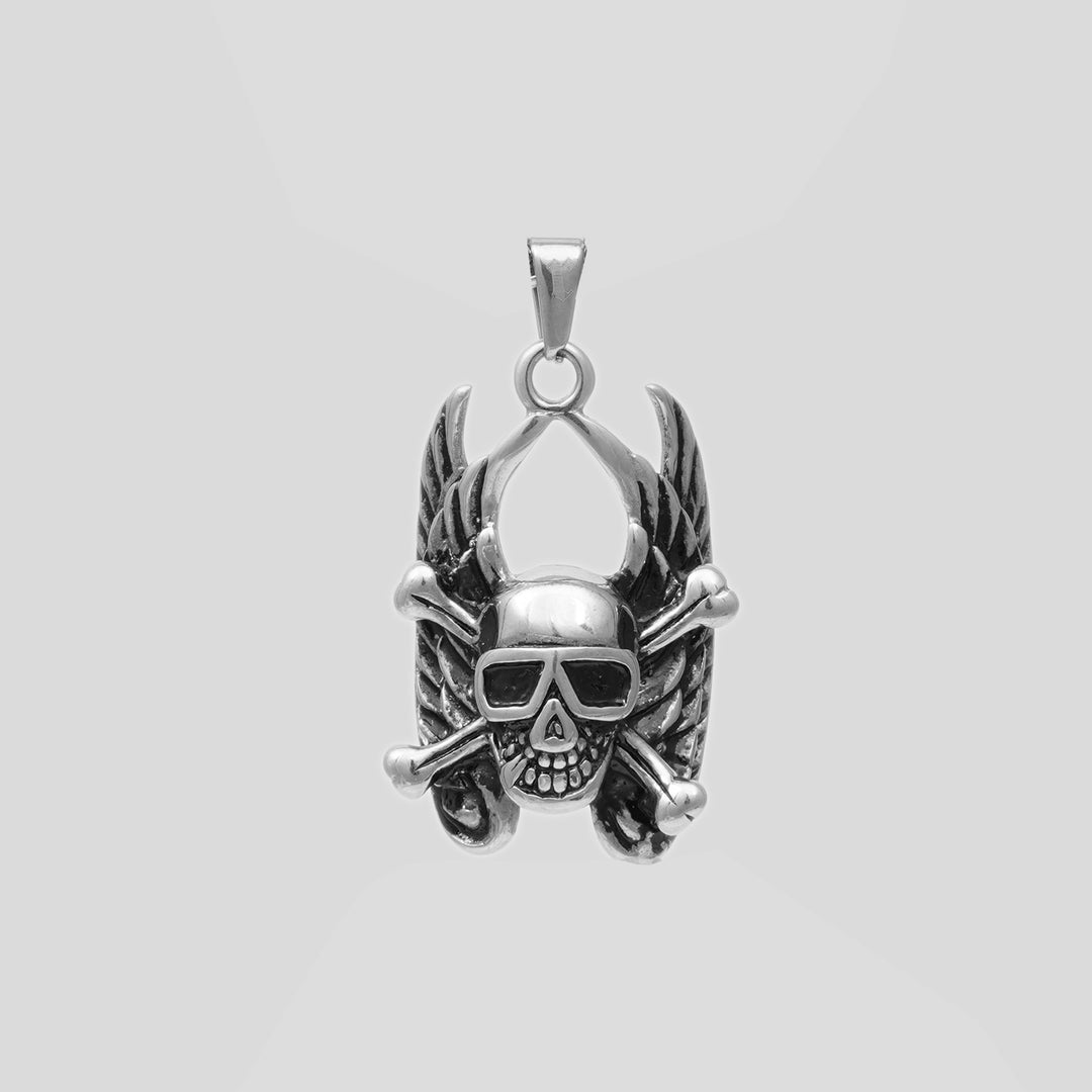 Cross Bone Skull - Rope (Silver)