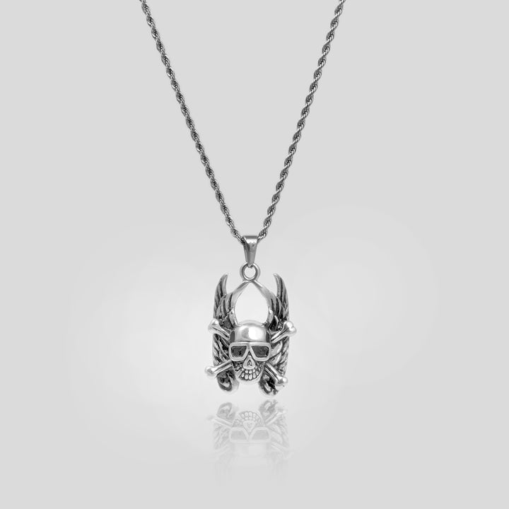 Cross Bone Skull - Rope (Silver)