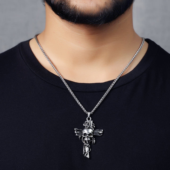 Cross Skull Pendant (Silver)