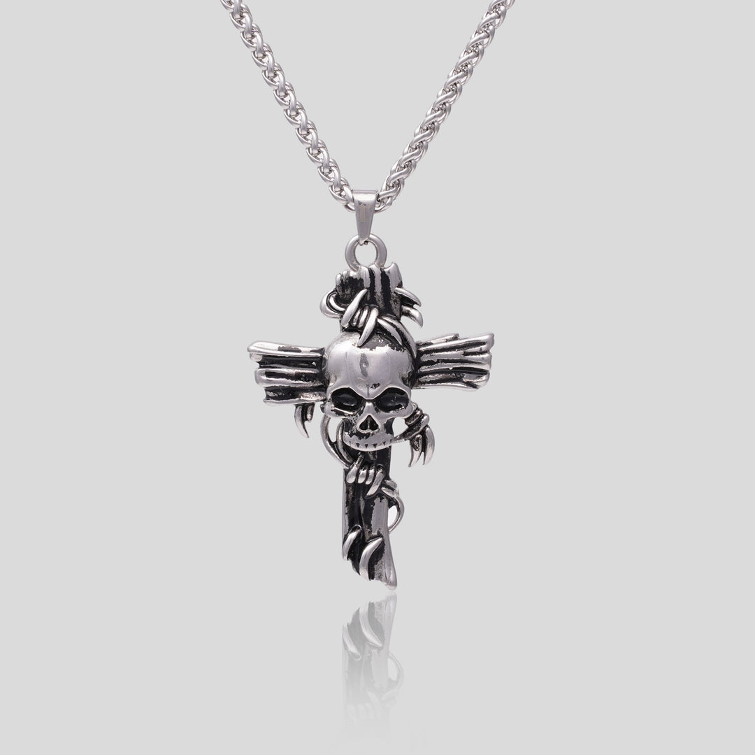 Cross Skull Pendant (Silver)