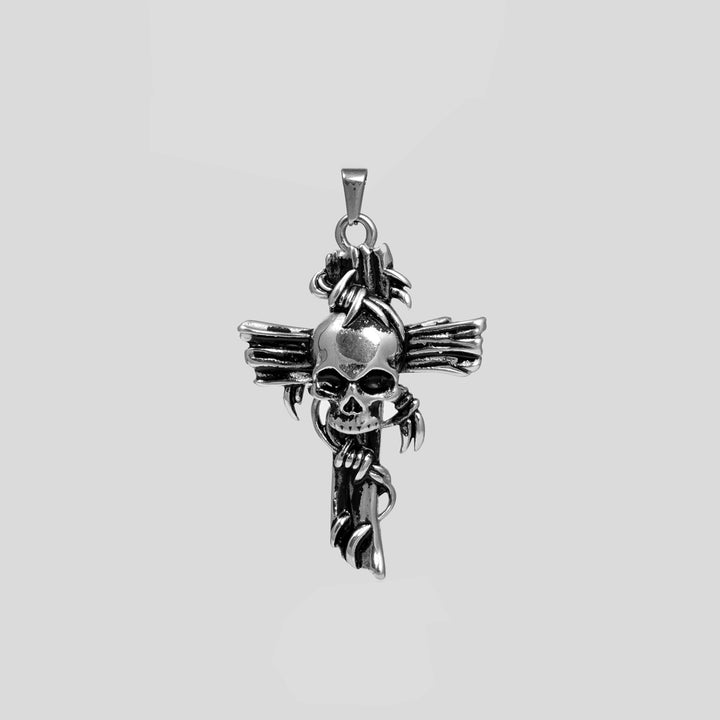 Cross Skull Pendant (Silver)