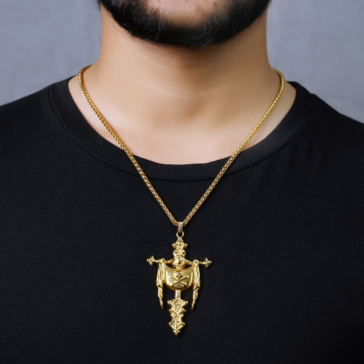 Cross Skull & Bone Pendant (Gold)