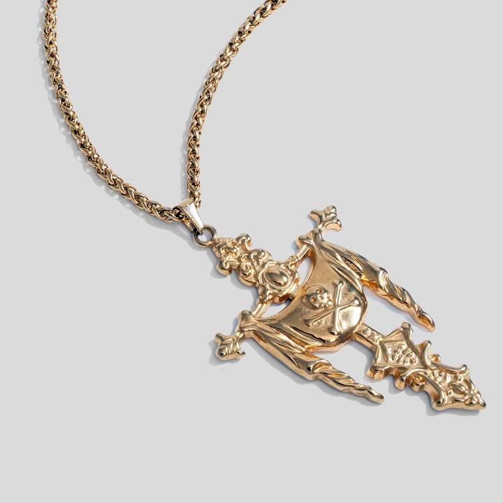 Cross Skull & Bone Pendant (Gold)