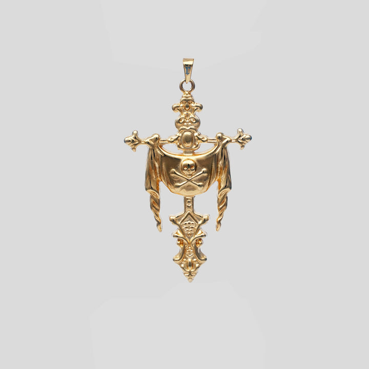 Cross Skull & Bone Pendant (Gold)