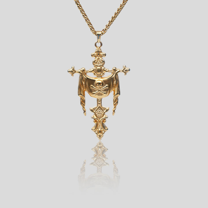 Cross Skull & Bone Pendant (Gold)