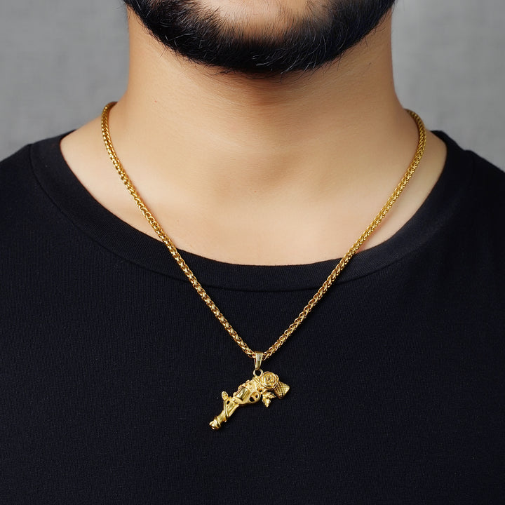 Gun & Rose Pendant (Gold)