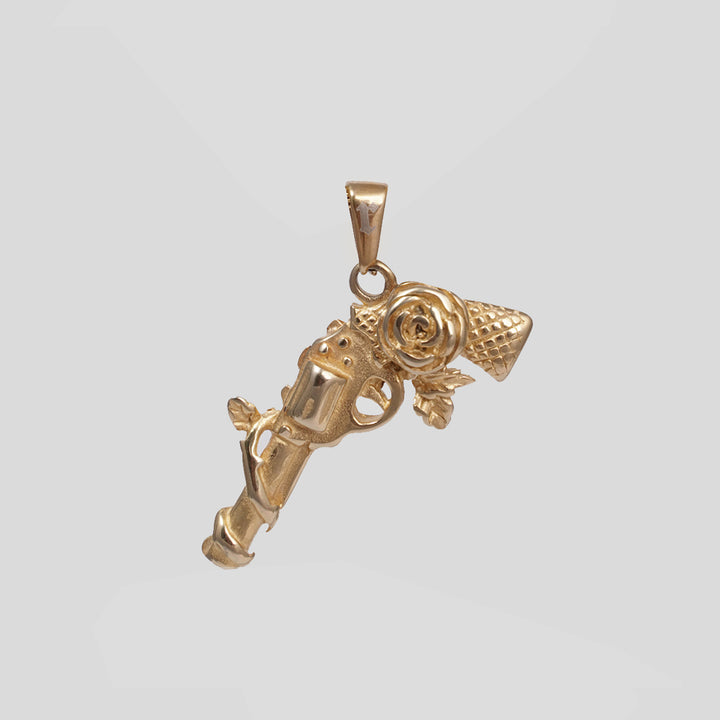 Gun & Rose Pendant (Gold)