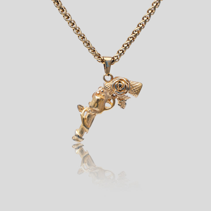 Gun & Rose Pendant (Gold)