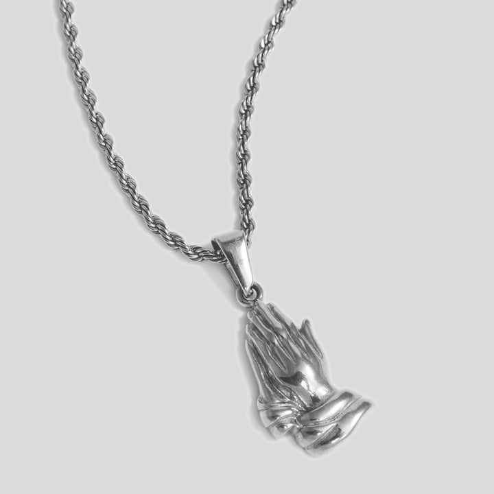 Praying Hand - Rope (Silver)