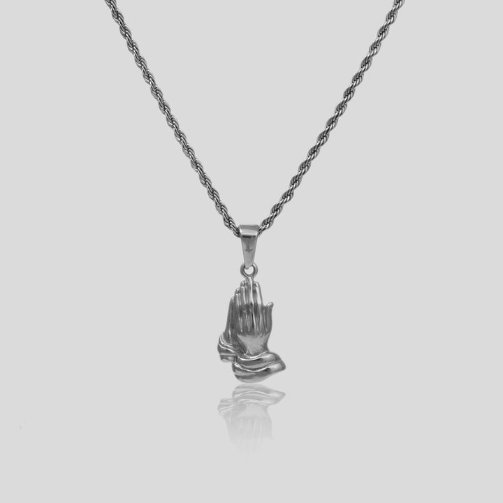 Praying Hand - Rope (Silver)