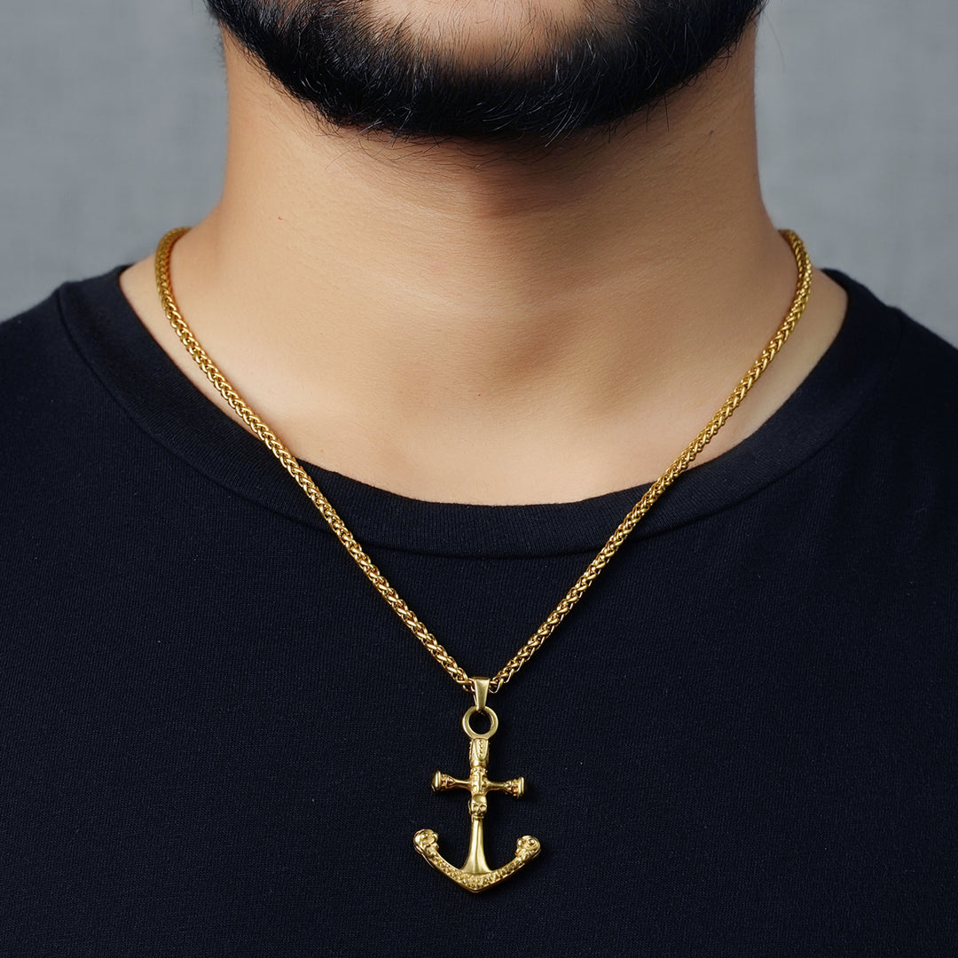 Skull Anchor Pendant (Gold)