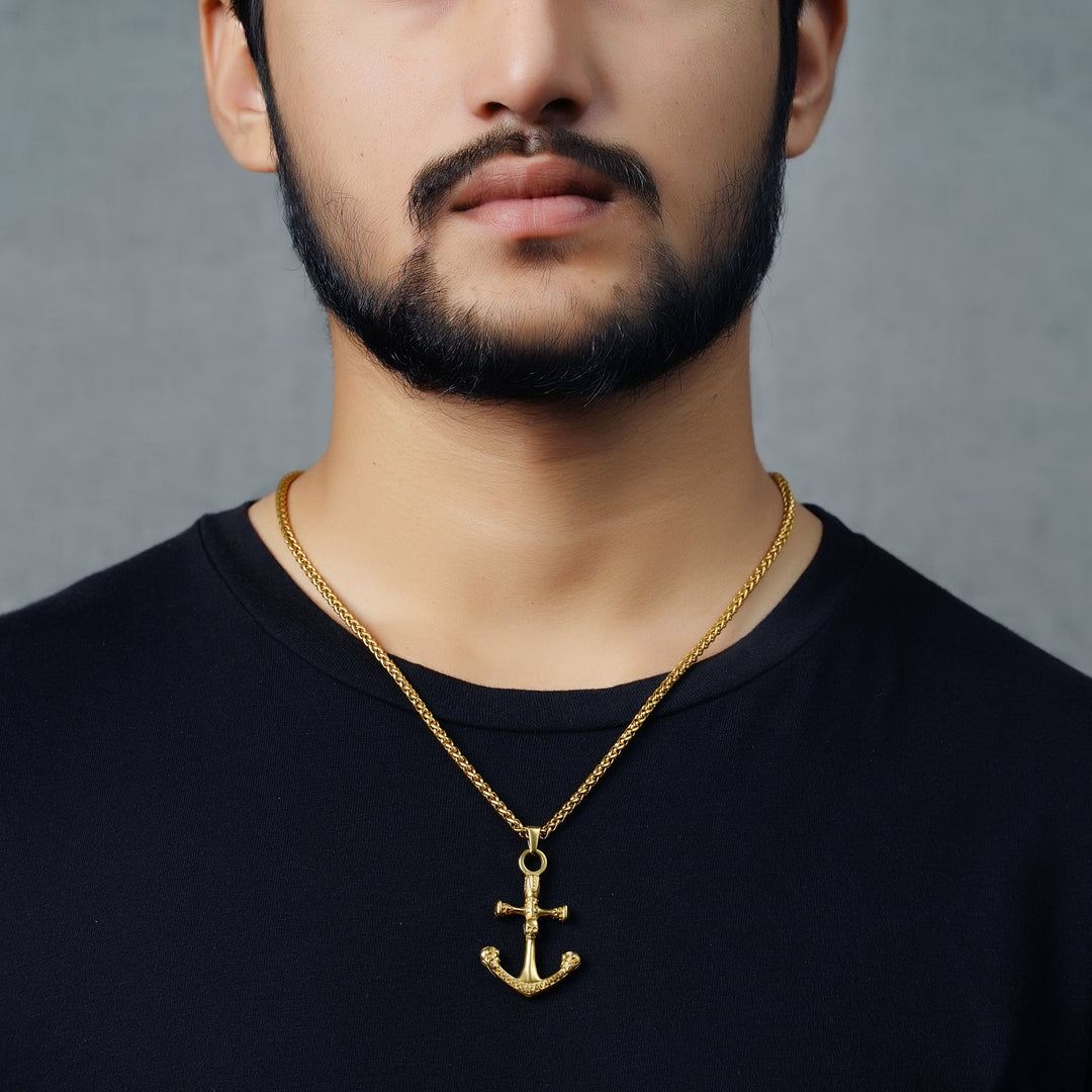 Skull Anchor Pendant (Gold)