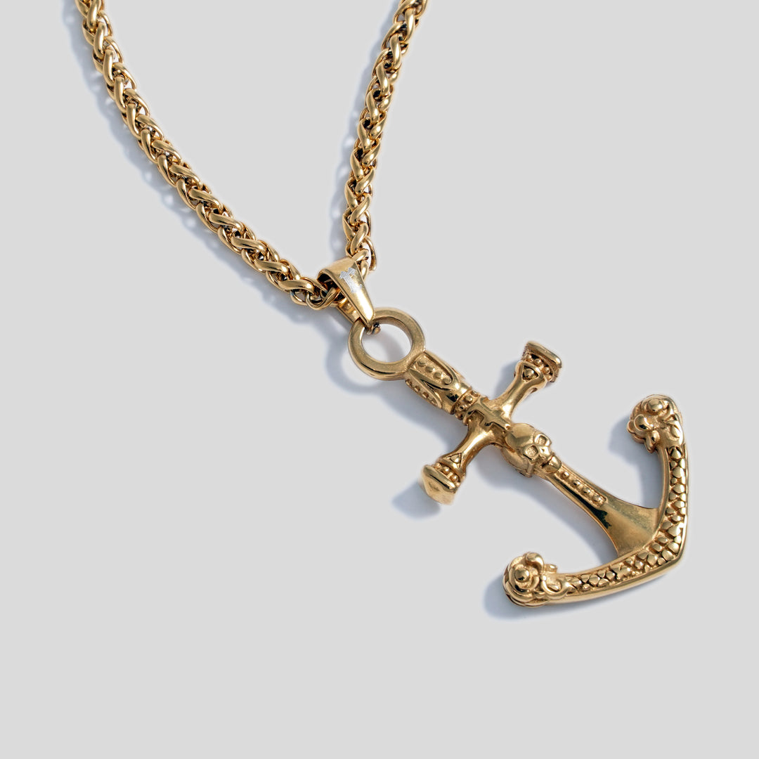 Skull Anchor Pendant (Gold)