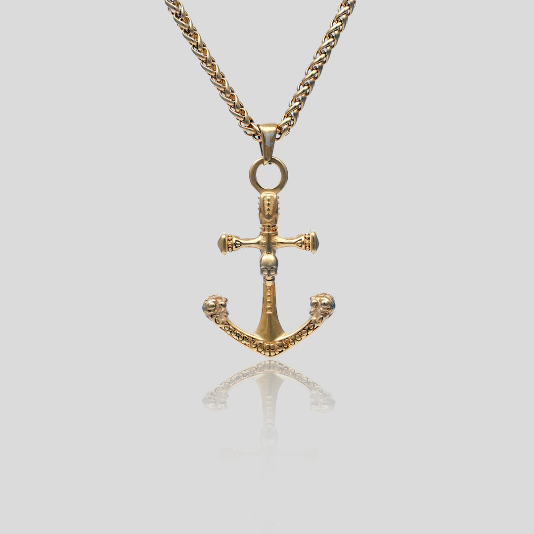 Skull Anchor Pendant (Gold)