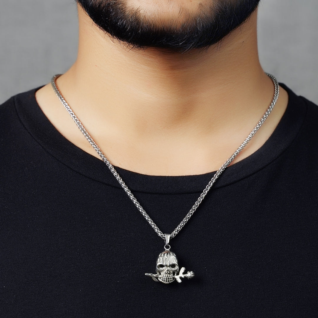 Skull & Rose Pendant (Silver)