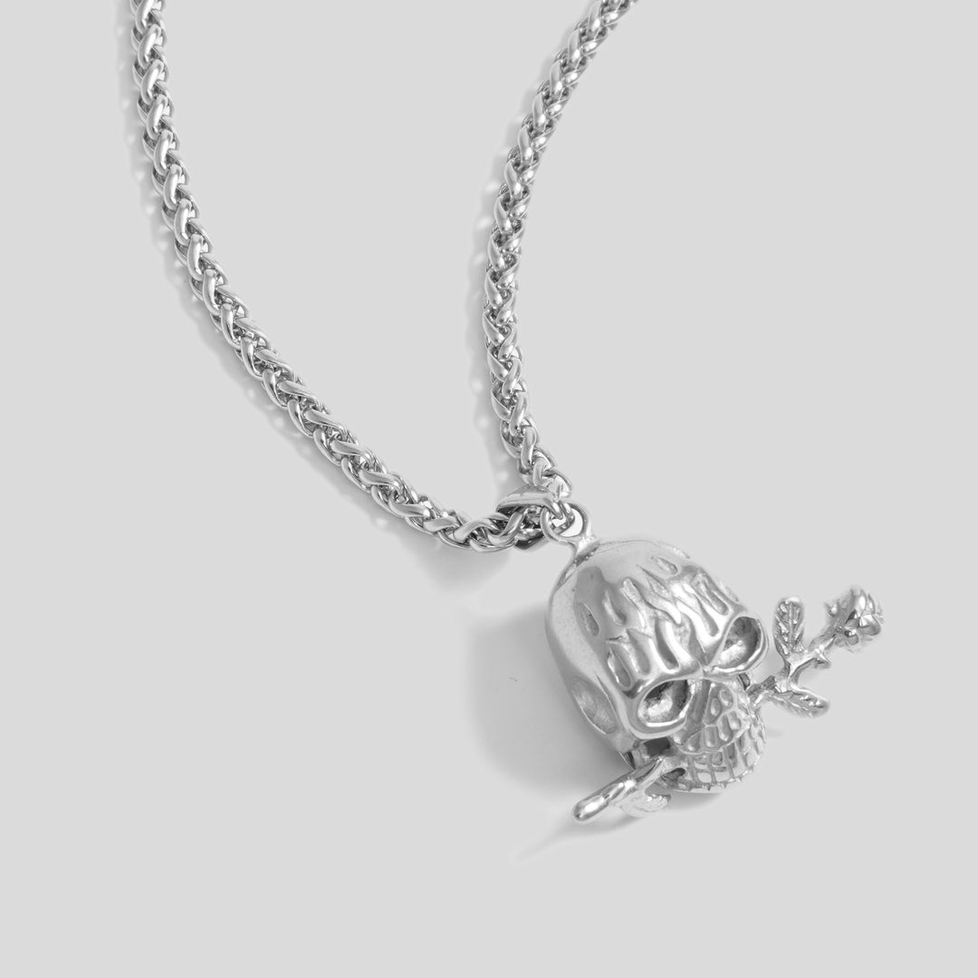 Skull & Rose Pendant (Silver)