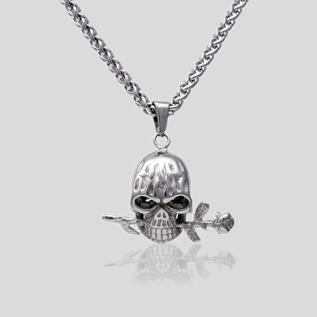 Skull & Rose Pendant (Silver)