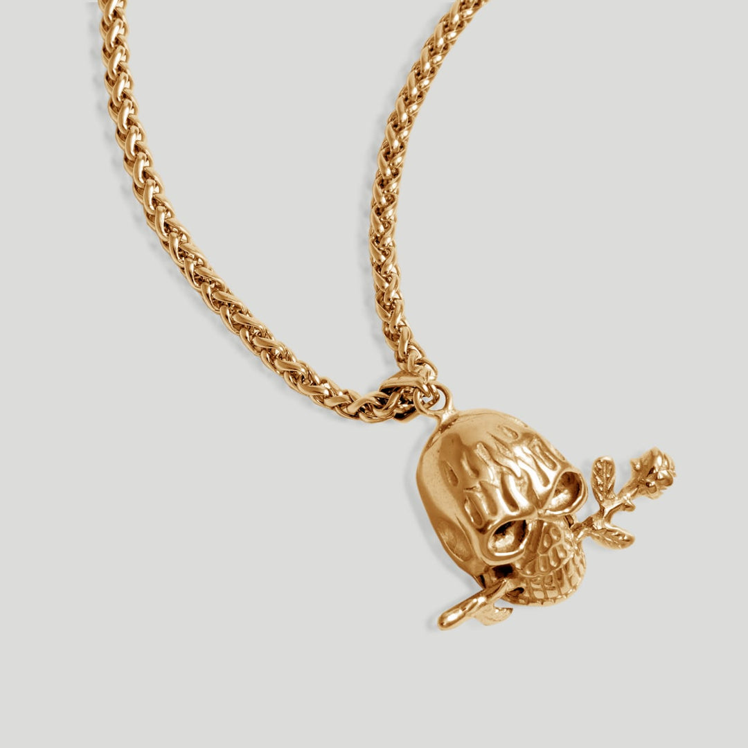 Skull & Rose Pendant (Gold)